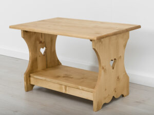 Tavolino rettangolare doppio ripiano con cuori