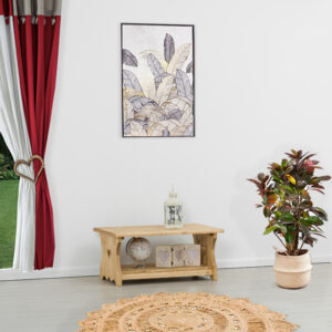 Tavolino rettangolare in legno massello doppio ripiano con cuori