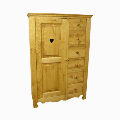 Mini armadio 1 anta con cuore e 6 cassetti - LM-C120