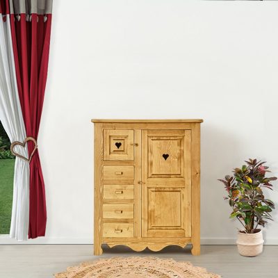 Mini armadio 2 ante con cuore e 4 cassetti - LM-C123