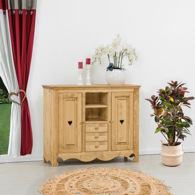 Base credenza 2 ante con cuore, 3 cassetti e 2 vani - LM-C17