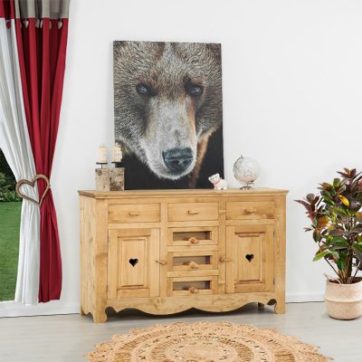 Base credenza 2 ante e 6 cassetti (3 a ribalta) con cuori - LM-C3