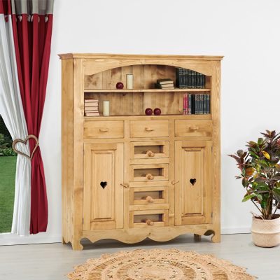 Dispensa 2 ante con cuore, 7 cassetti e 2 vani a giorno - LM-C5