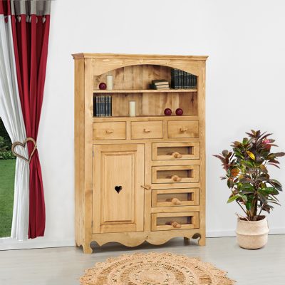 Dispensa 1 anta con cuore, 7 cassetti e 2 vani a giorno - LM-C6