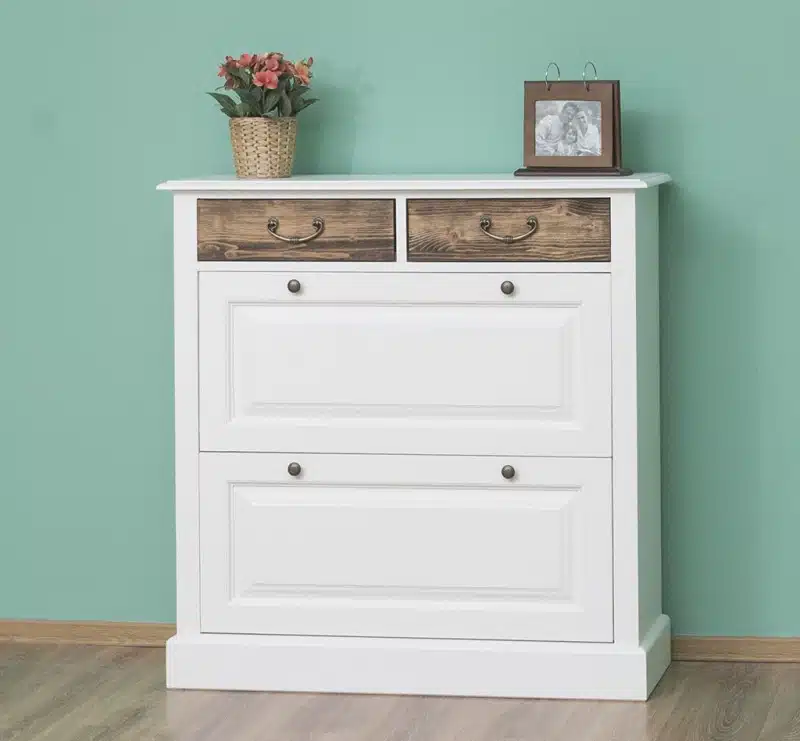 Scarpiera In Legno Massello 79x30x210 Colore: Bianco