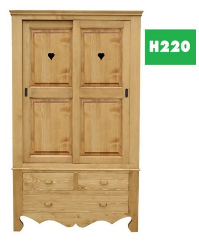 Armadio 2 ante scorrevoli con cuori e 3 cassetti - LM-C111TER H220