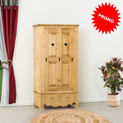 Armadio 2 ante scorrevoli con cuori e 2 cassetti - LM-C116 PROMO