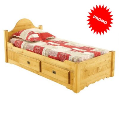 Letto singolo rustico con cuore e 2 CASSETTI - LM-C164A1 PROMO