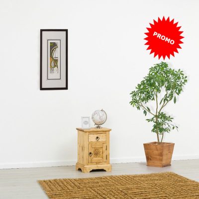 Comodino 1 anta e 1 cassetto con intagli fatti a mano - LM-MC006 PROMO