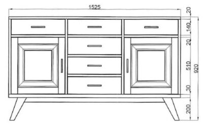 Base credenza 2 ante e 6 cassetti - LM-VIN06