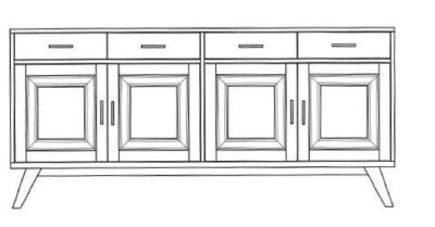 Base credenza 4 ante e 4 cassetti - LM-VIN07