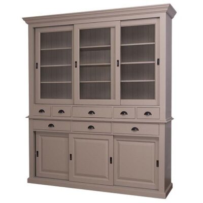 Credenza completa 6 ante scorrevoli (3 a vetro) e 8 cassetti - LM-PS173+PS174