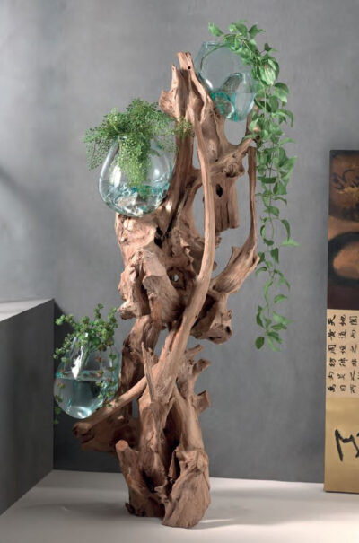 Elemento decorativo con 3 vasi in vetro - LM-BABADECO 40