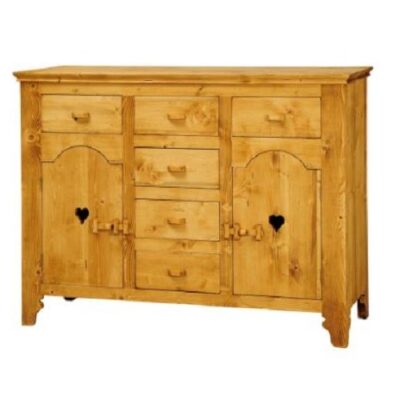 Base credenza 2 ante con cuori e 6 cassetti - LM-TD003