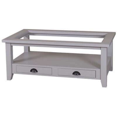 Tavolino rettangolare piano in vetro e 2 cassetti - LM-PS532