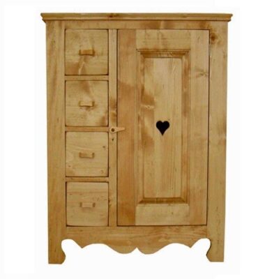 Dispensa 1 anta con cuore e 4 cassetti - LM-C151