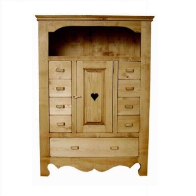 Dispensa 1 anta con cuore, 9 cassetti e 1 vano - LM-C15