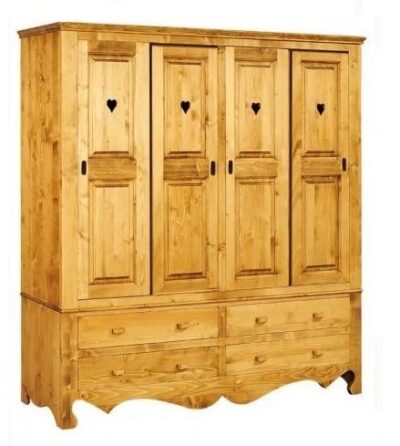 Armadio 4 ante scorrevoli con cuori e 4 cassetti - LM-C117SCO