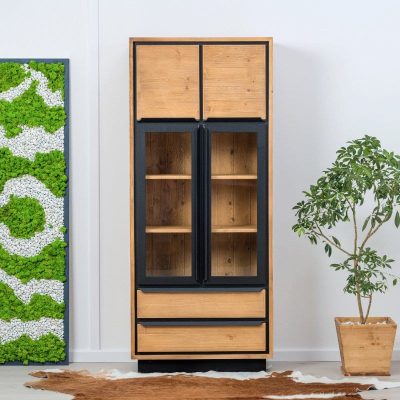 Vetrina 2 ante in vetro, 2 ante, 2 cassetti – LM-RE010