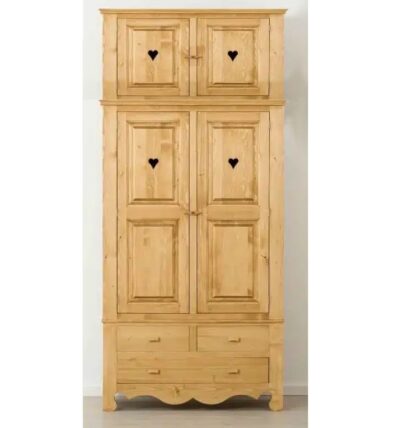 Armadio 2 ante con cuori e 3 cassetti con sopralzo - LM-C111+SUP